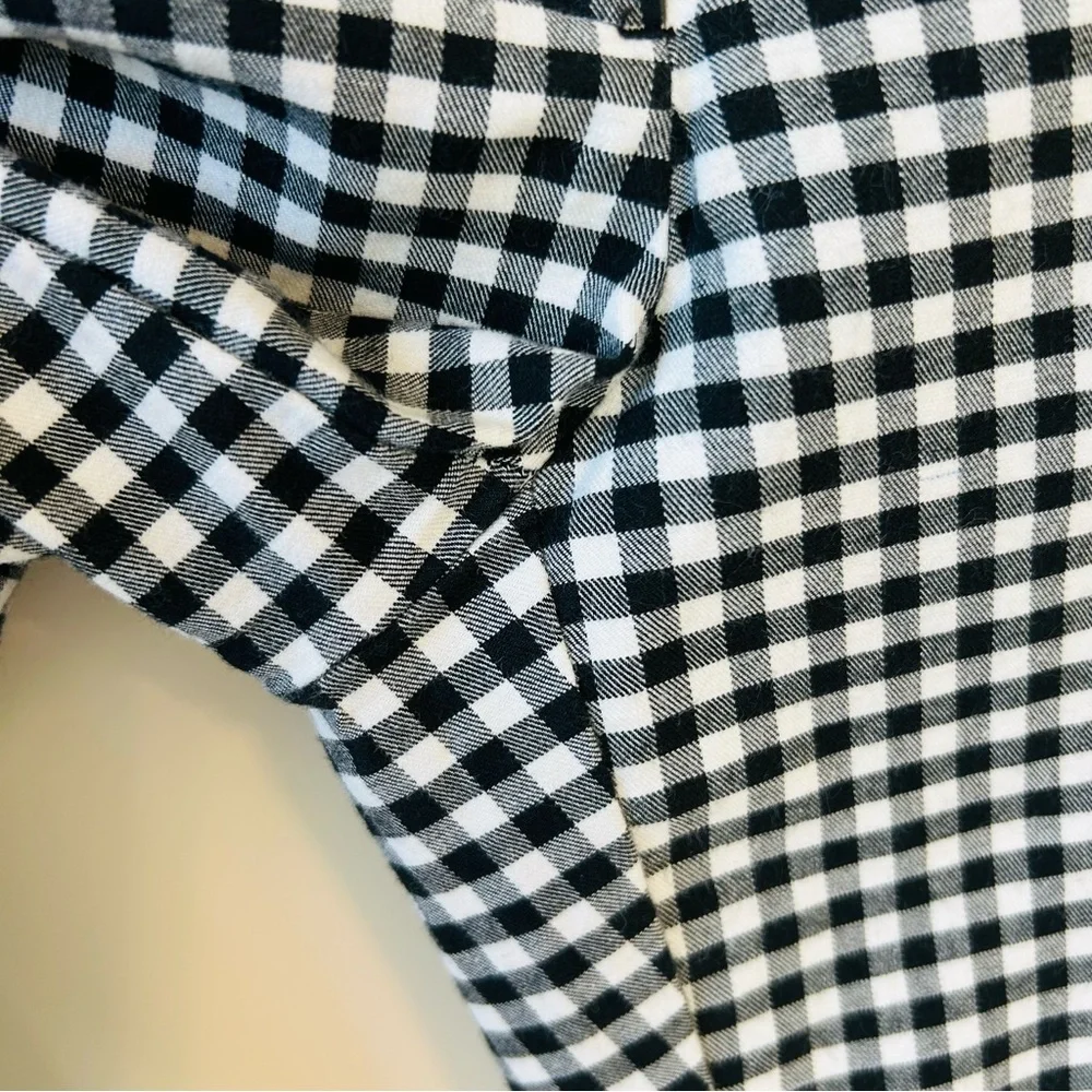 Zara Women’s Black White Gingham Ankle Cropped Pants Ruffle Trim Size M - Picture 12 of 14